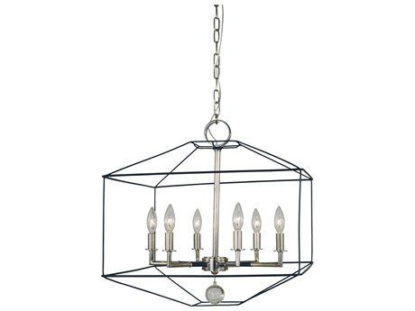 Framburg Isabella 6-Light Polished Nickel Matte Black Accents Crystal Candelabra Chandelier