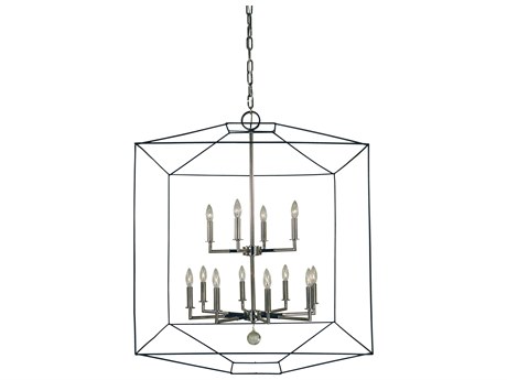 Framburg Isabella 12-Light Polished Nickel Matte Black Accents Crystal Candelabra Chandelier