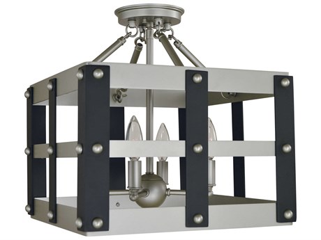 Framburg Metro Artisan 4-Light Satin Pewter Matte Black Semi Flush Mount