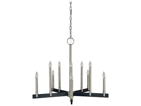 Framburg Jessica 10-Light Brushed Nickel Matte Black Candelabra Chandelier