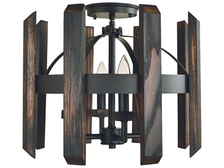 Framburg Modern Farmhouse 4-Light Matte Black Semi Flush Mount