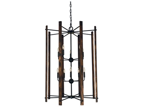 Framburg Modern Farmhouse 10-Light Matte Black Candelabra Tiered Chandelier