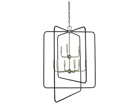 Framburg Montrose 9-Light Satin Pewter Matte Black Candelabra Tiered Chandelier