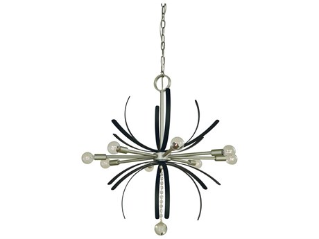 Framburg Victoria 8-Light Satin Pewter Matte Black Crystal Sputnik Chandelier