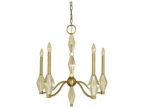 Framburg Vivian 5-Light Brushed Brass Crystal Candelabra Chandelier