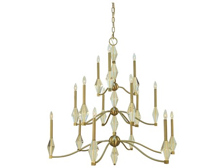 Framburg Vivian 15-Light Brushed Brass Candelabra Chandelier
