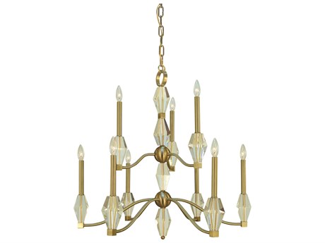 Framburg Vivian 9-Light Brushed Brass Candelabra Chandelier