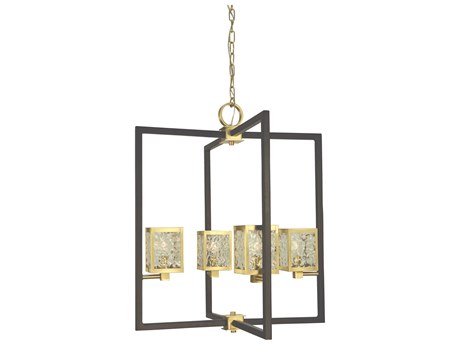 Framburg Avery 4-Light Brushed Brass Matte Black Lantern Pendant