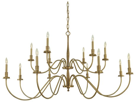 Framburg Matera 14-Light Brushed Brass Candelabra Chandelier