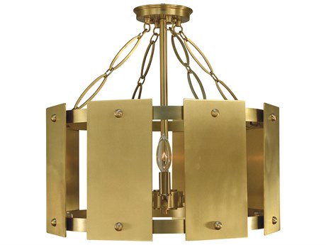 Framburg Barrington 5-Light Brushed Brass Drum Semi Flush Mount