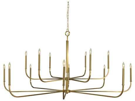 Framburg Manhattan 14-Light Brushed Brass Candelabra Tiered Chandelier