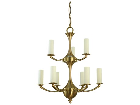 Framburg Atherton 9-Light Brushed Brass Traditional Candelabra Tiered Chandelier