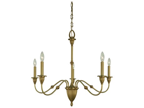 Framburg Hinsdale 5-Light Brushed Brass Traditional Candelabra Chandelier