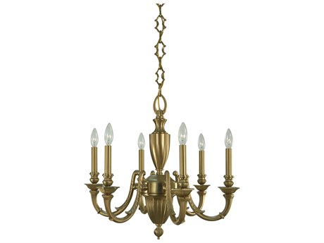 Framburg Wellesley 6-Light Brushed Brass Traditional Candelabra Chandelier