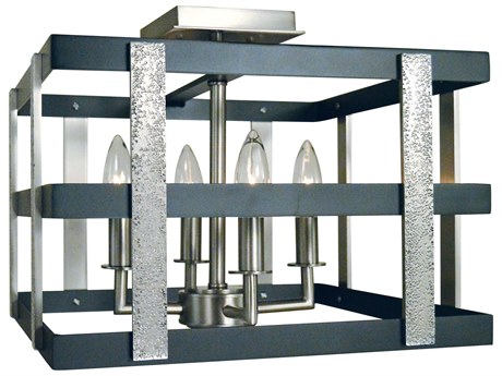 Framburg Montreaux 4-Light Brushed Nickel Matte Black Semi Flush Mount