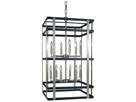 Framburg Montreaux 12-Light Brushed Nickel Matte Black Candelabra Chandelier