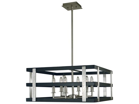 Framburg Montreaux 6-Light Brushed Nickel Matte Black Candelabra Chandelier