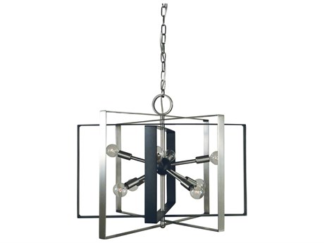 Framburg Interstellar 8-Light Brushed Nickel Matte Black Sputnik Pendant
