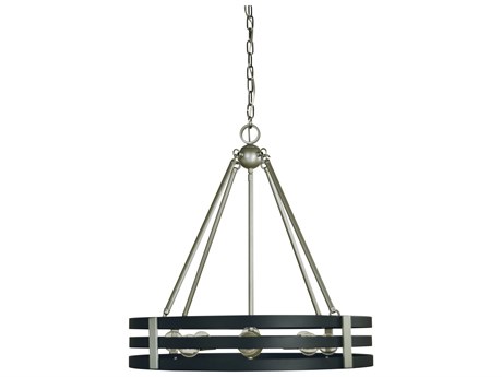 Framburg Luxe 8-Light Satin Pewter Matte Black Drum Pendant