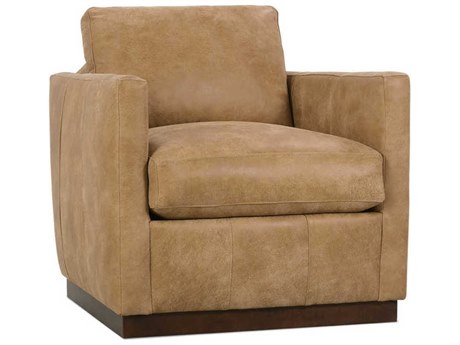 Rowe Allie Swivel Brown Leather Accent Chair