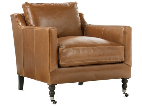 Rowe Madeline Rolling Brown Leather Accent Chair