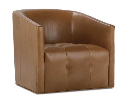 Rowe Pate Swivel Brown Leather Accent Chair