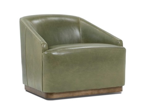 Rowe Bernie Swivel Green Leather Accent Chair
