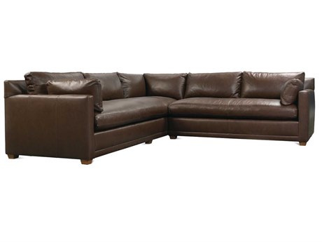 Rowe Sylvie Brown Leather Sectional Sofa