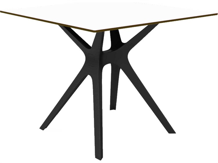 Resol Vela S Square Dining Table Black Base White Dining Table Top