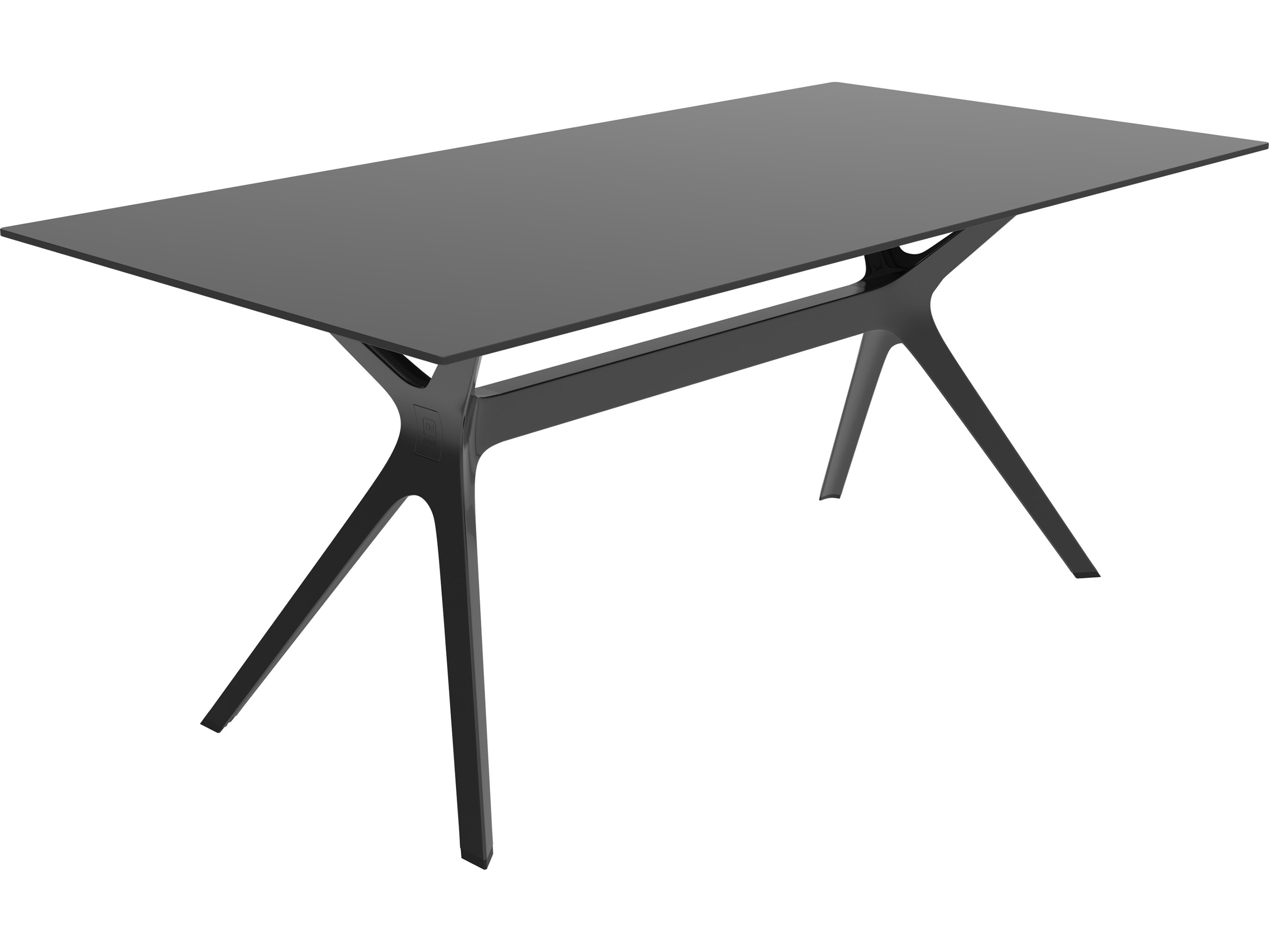 Resol Black Base Table Top Aluminum Rectangular Dining