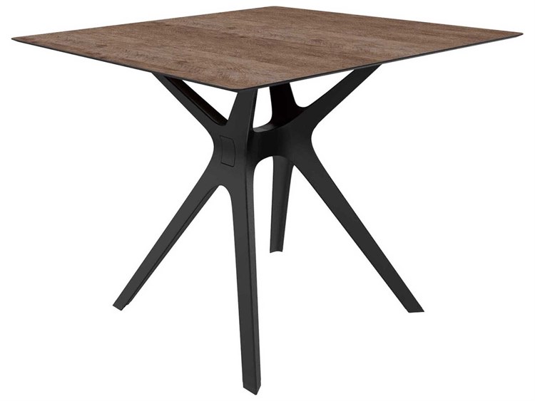 Resol Vela S Square Dining Table Black Base Ash Oak Dining Table Top