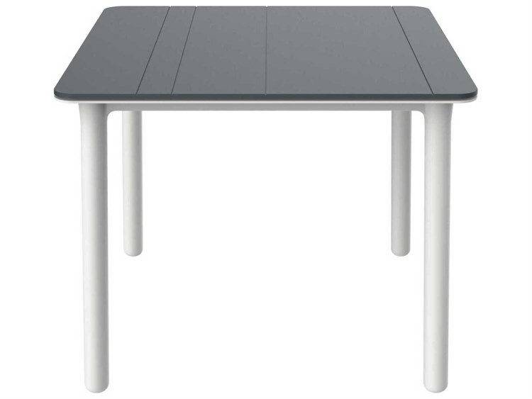 Resol Noa Square Dining Table White Base Dark Grey Dining Table Top