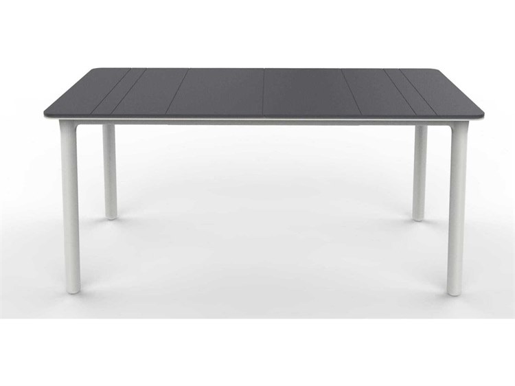 Resol Noa Rectangular Dining Table White Base Dark Grey Dining Table Top