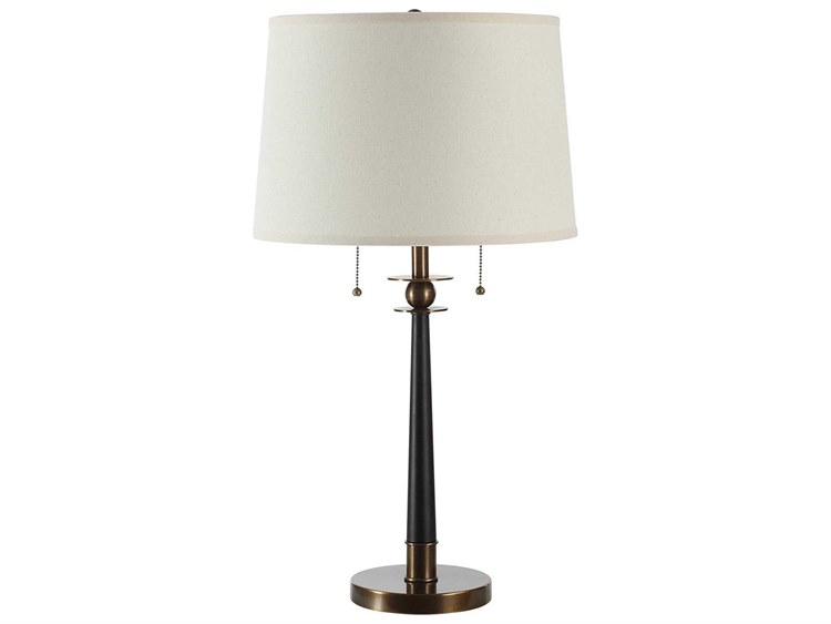 Photos - Floodlight / Street Light REN Renwil Agrinio Powder Coated Matte Black Beige Linen Buffet Lamp LPT1314 