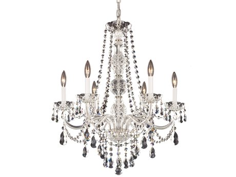 Schonbek Arlington 6-Light Polished Silver Crystal Candelabra Chandelier