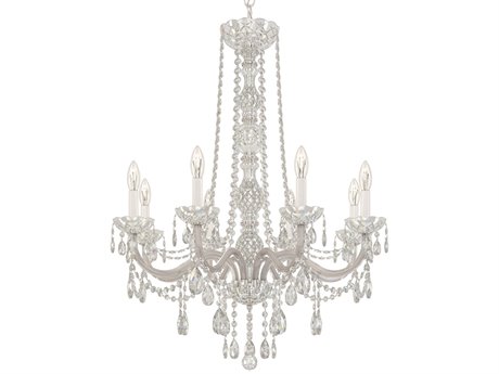 Schonbek Arlington 8-Light Polished Silver Crystal Candelabra Chandelier