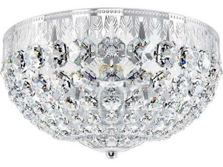 Schonbek Petit Crystal 4-Light Silver Bowl Flush Mount