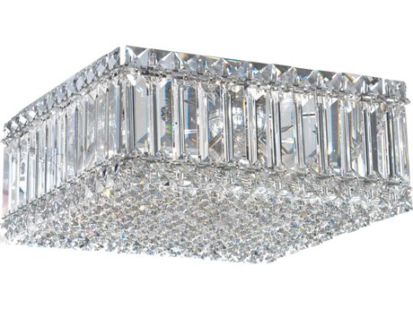 Schonbek Quantum 4-Light Stainless Steel Crystal Flush Mount