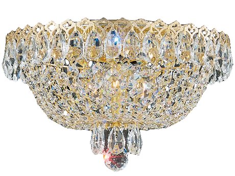 Schonbek Camelot 3-Light Gold Crystal Bowl Flush Mount