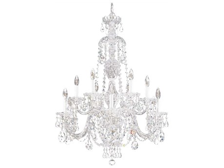 Schonbek Sterling 12-Light Silver Crystal Candelabra Chandelier