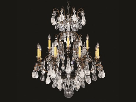 Schonbek Renaissance Rock Crystal 13-Light Bronze Candelabra Chandelier