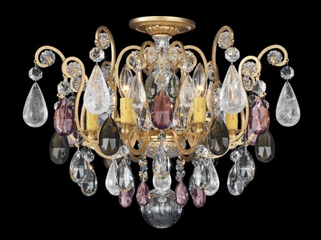 Schonbek Renaissance Rock Crystal 6-Light Gold Semi Flush Mount