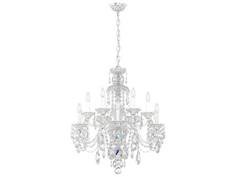 Schonbek Sterling 12-Light Silver Crystal Candelabra Chandelier