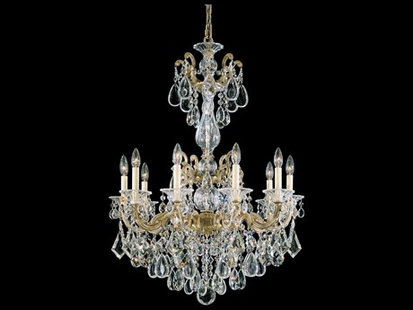 Schonbek La Scala 10-Light Gold Crystal Candelabra Chandelier