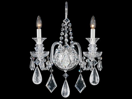 Schonbek Hamilton Rock Crystal 2-Light Silver Wall Sconce