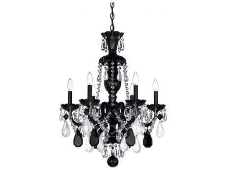 Schonbek Hamilton Rock Crystal 6-Light Jet Black Candelabra Chandelier