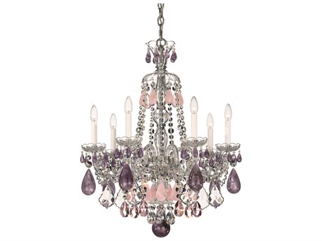 Schonbek Hamilton Rock Crystal 7-Light Silver Candelabra Chandelier