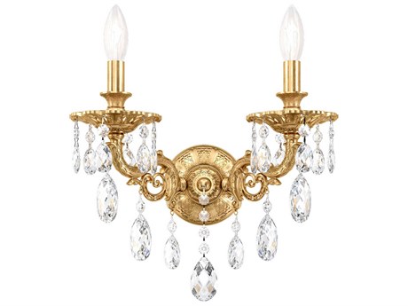 Schonbek Milano 2-Light Gold Crystal Wall Sconce