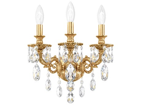 Schonbek Milano 3-Light Gold Crystal Wall Sconce