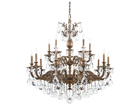 Schonbek Milano 15-Light Gold Crystal Candelabra Chandelier